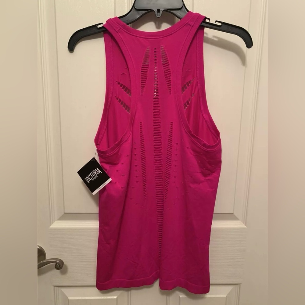 NEW- Victoria’s Secret Hot Pink Sport Seamless Perforation Tank Top Women Large - Picture 2 of 12